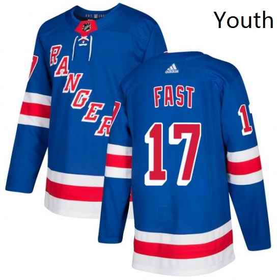 Youth Adidas New York Rangers 17 Jesper Fast Authentic Royal Blue Home NHL Jersey